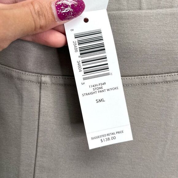 Eileen Fisher Pants Women’s Small Stone Tan Heavyweight Rayon Knit Pull On Strai - Picture 3 of 8